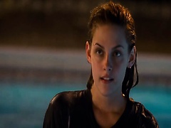Kristen Stewart looking hot while swimming in the pool,