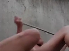 Trembling orgasm in public outdoors