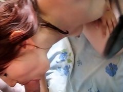 Redhead amateur girlfriend pov blowjob and cock riding