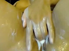 busty latina babe fingering her creamy creampie pussy & ass