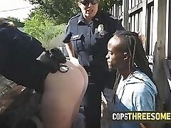 Criminal with dreadlocks is coerced into banging perverted milf cops