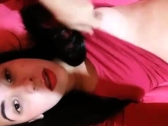 Sexy girl lets her manicured fingers run through her pussy
