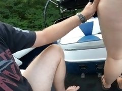Taking dick from behind on a boat in public (part 1)