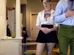 Nerdy amateur babe gets her sweet ass spanked hard on webcam