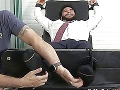 Latino hunk restrained and tickled with no mercy