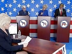 Funny presidential debate ends up with a public place sex